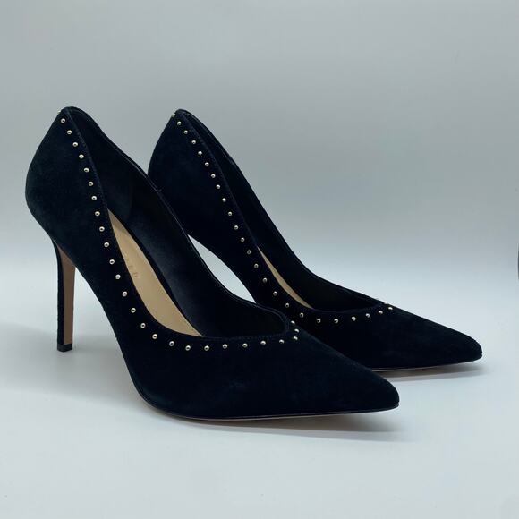 Veronica Beard Women's 8.5 Black Suede Studded Pointed Toe Nathalia Pump Heels - Picture 1 of 9